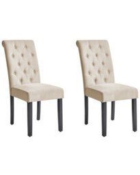 Beliani Sand Beige Fabric Dining Chairs Set Of 2 With Black Pinewood Legs - Modern Upholstered Pair - thumbnail 3