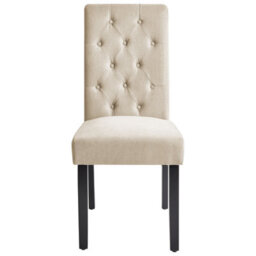 Beliani Sand Beige Fabric Dining Chairs Set Of 2 With Black Pinewood Legs - Modern Upholstered Pair - thumbnail 1