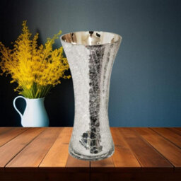 DEENZ Elegant Silver Crackle Mercury Glass Large Vase H 30Cm
