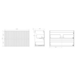 Banyetti Linea Matt Black Ribbed Double Drawer Wall Hung Vanity Unit 1000mm X 390mm - thumbnail 5