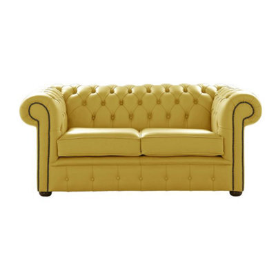 Chesterfield 2 Seater Shelly Deluca Leather Sofa Settee Bespoke In Classic Style - image 1