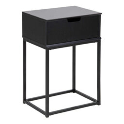 Wyld Haus Tokyo Black Bedside Table 1 Drawer With Matt Black Metal Legs - thumbnail 3