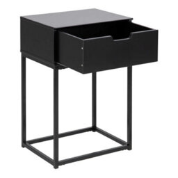 Wyld Haus Tokyo Black Bedside Table 1 Drawer With Matt Black Metal Legs - thumbnail 6