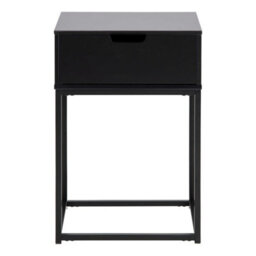 Wyld Haus Tokyo Black Bedside Table 1 Drawer With Matt Black Metal Legs - thumbnail 4