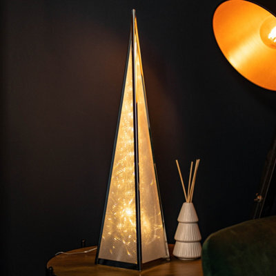 Samuel Alexander 60Cm Light Up Silver Holographic Christmas Pyramid With 16 Warm White Leds - image 1