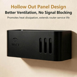 Wall Mounted Mesh Wifi Router Hider Box,no Drill Installation Router Storage Organiser With Cable Management,black - thumbnail 5