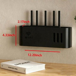 Wall Mounted Mesh Wifi Router Hider Box,no Drill Installation Router Storage Organiser With Cable Management,black - thumbnail 7