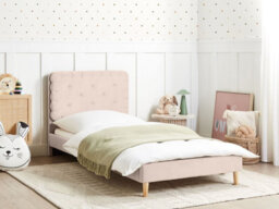 Beliani Bed Velvet Corsaint 90 X 200 Cm (Eu Single) Beige - thumbnail 2