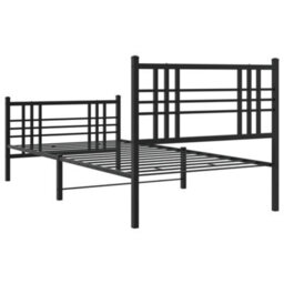 Berkfield Metal Bed Frame Without Mattress With Footboard Black 100X190Cm - thumbnail 6