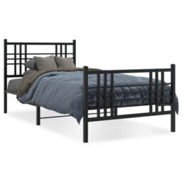 Berkfield Metal Bed Frame Without Mattress With Footboard Black 100X190Cm - thumbnail 2