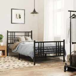 Berkfield Metal Bed Frame Without Mattress With Footboard Black 100X190Cm - thumbnail 1