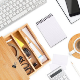 EHC Woodluv 3 Drawer Bamboo Home Office Desktop Tidy A4 Sturdy Stationary Storage Organiser Unit, W25 X D33 X H18.5Cm - thumbnail 3