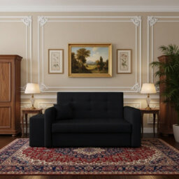 Viva Home Ii Sofa Bed With Two Ottomans For Living Room Chipboard Metal Legs Sleeping Function 158 Cm Black Left - thumbnail 2