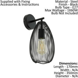 Stylish 3 Bulb Black Pendant Light With 2 Matching Wall Sconces - thumbnail 3