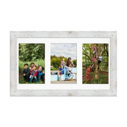 AK Frames 40X20Cm White Rustic Modern Multi Photo Frame With White Mount - Holds 3 Apertures (3X) 6X4 Photos - thumbnail 1