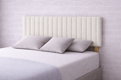 "Urban Textures - Lyra Luxury 26"" High Boucle Fabric Upholstered Headboard - Ivory" - image 1