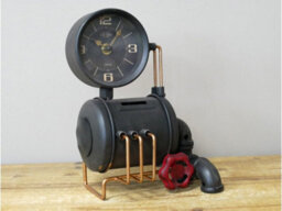 My Square Mile Industrial Style Pipe Clock With Money Box, Black And Copper Finish, 24Cm - thumbnail 2