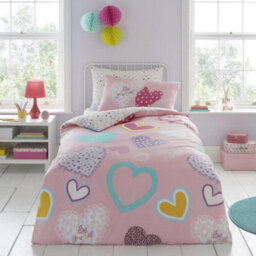 Hearts Single Pink Duvet Cover And Pillowcase Set - thumbnail 2