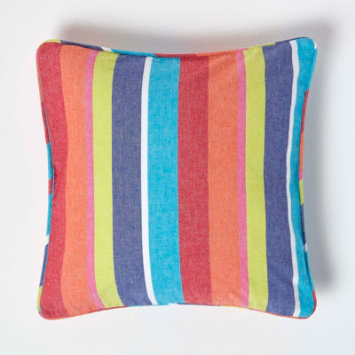 Homescapes Cotton Multi Coloured Stripe Cushion Cover, 45 X 45 Cm - image 1