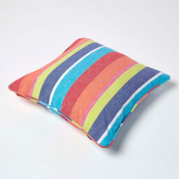 Homescapes Cotton Multi Coloured Stripe Cushion Cover, 45 X 45 Cm - thumbnail 4