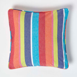 Homescapes Cotton Multi Coloured Stripe Cushion Cover, 45 X 45 Cm