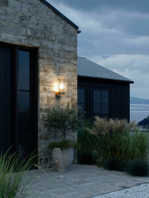 Nordlux Linton Outdoor Patio Terrace Garden Wall Light In Brass (Height) 29.8Cm - image 1