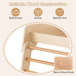 Costway 8-In-1 Indoor Jungle Gym Wooden Playground With Climbing Wall-Natural - thumbnail 5