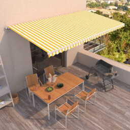 Berkfield Manual Retractable Awning 600X350 Cm Yellow And White