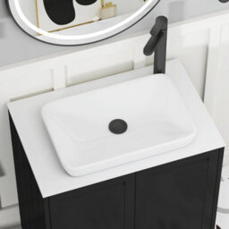 Royal Bathrooms Royal Bathroom Elmore 700mm Matt Nocturne Black Wall Mounted Bathroom Vanity Unit 2 Drawer Plain White Worktop With Qubix Basin - thumbnail 4