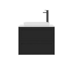 Royal Bathrooms Royal Bathroom Elmore 700mm Matt Nocturne Black Wall Mounted Bathroom Vanity Unit 2 Drawer Plain White Worktop With Qubix Basin - thumbnail 7