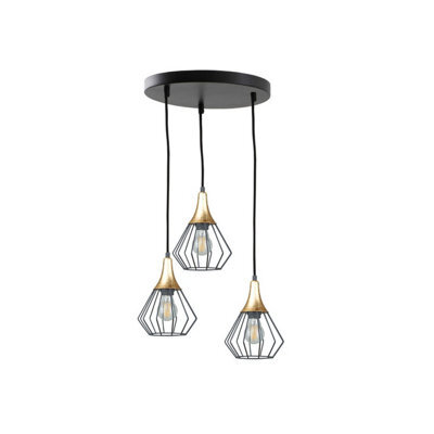 Luminosa Lighting Luminosa Selene Cluster Pendant Ceiling Light Black, Gold 3X E27 - image 1