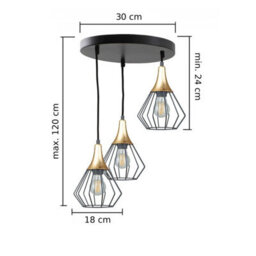 Luminosa Lighting Luminosa Selene Cluster Pendant Ceiling Light Black, Gold 3X E27 - thumbnail 2