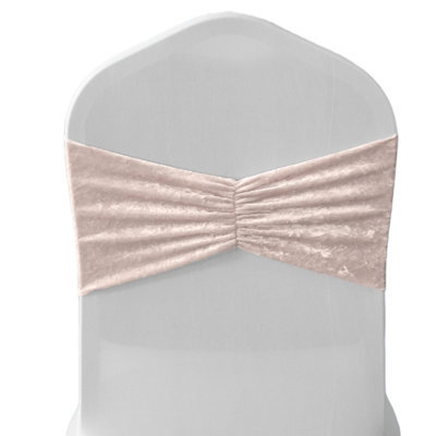 Neel Blue Pack Of 10 Velvet Chair Band Glitz Shiny Fabric Strechy Chair Band Sash, Blush Pink - image 1
