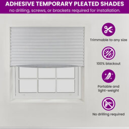 Furnished Stick On Blackout Blinds - No Drill Pleated Shades, Removable Blockout Shutters, White (W)115Cm X (L)210Cm - thumbnail 2