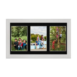 AK Frames 40X20Cm White Ash Modern Multi Photo Frame With Black Mount - Holds 3 Apertures (3X) 6X4 Photos - thumbnail 1