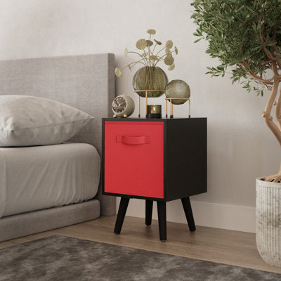 Urbn-Living Urbnliving 51Cm Height Black Wooden Cube Storage Bookcase Red Inserts Scandinavian Black Legs - image 1