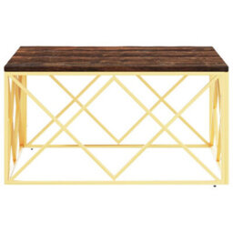 Berkfield Coffee Table Gold Stainless Steel And Solid Wood Reclaimed - thumbnail 3