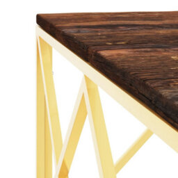 Berkfield Coffee Table Gold Stainless Steel And Solid Wood Reclaimed - thumbnail 5
