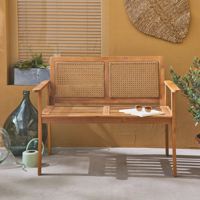 Sweeek. 2-Seater Wooden Bench Manabi Natural 120X60X90 Cm - image 1