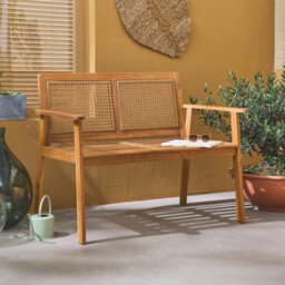 Sweeek. 2-Seater Wooden Bench Manabi Natural 120X60X90 Cm - thumbnail 2