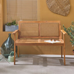 Sweeek. 2-Seater Wooden Bench Manabi Natural 120X60X90 Cm - thumbnail 1