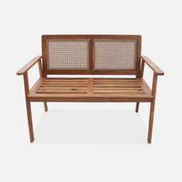 Sweeek. 2-Seater Wooden Bench Manabi Natural 120X60X90 Cm - thumbnail 4