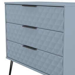 Anzio Matt Denim Blue 3 Drawer Chest (H)737mm (W)765mm (D)395mm - thumbnail 5