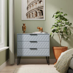 Anzio Matt Denim Blue 3 Drawer Chest (H)737mm (W)765mm (D)395mm - thumbnail 1