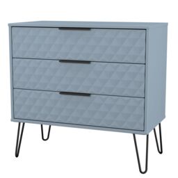 Anzio Matt Denim Blue 3 Drawer Chest (H)737mm (W)765mm (D)395mm - thumbnail 3