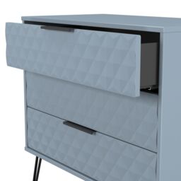 Anzio Matt Denim Blue 3 Drawer Chest (H)737mm (W)765mm (D)395mm - thumbnail 6