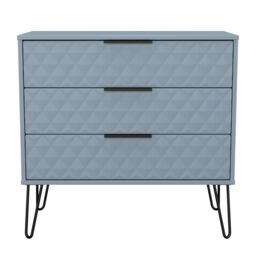 Anzio Matt Denim Blue 3 Drawer Chest (H)737mm (W)765mm (D)395mm - thumbnail 2