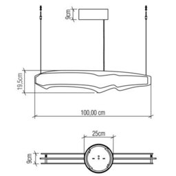 Luminosa Lighting Elstead Horizon 100Cm Bar Pendant Ceiling Light Teak - thumbnail 3