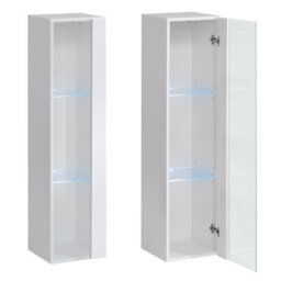 Arte Switch Xiii White Gloss Entertainment Unit For Tvs Up To 75 Inch - Bright Modern Wall Set With Blue Led Lighting - thumbnail 4