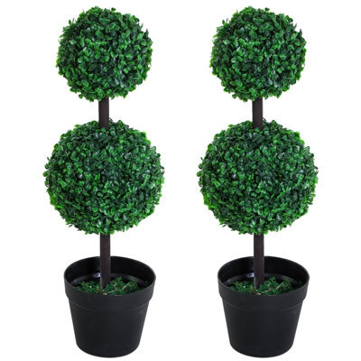 Wyld Haus Toto Nami Set Of 2 Artificial Boxwood Ball Topiary Trees In Pots - 67Cm Indoor Faux Plants - image 1